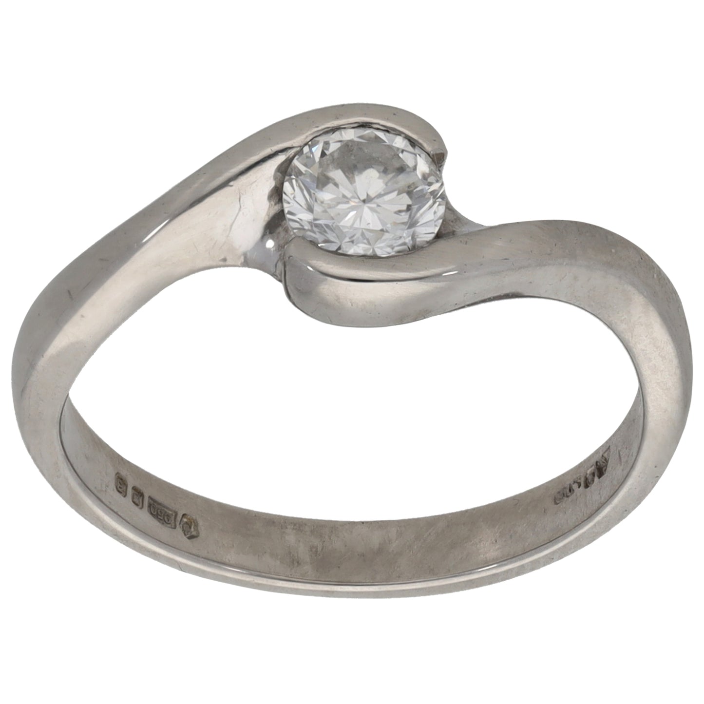 Platinum 0.35ct Diamond Solitaire Ring Size M