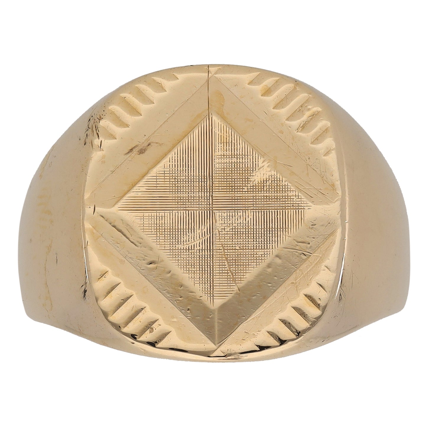 9ct Gold Patterned Signet Ring Size S