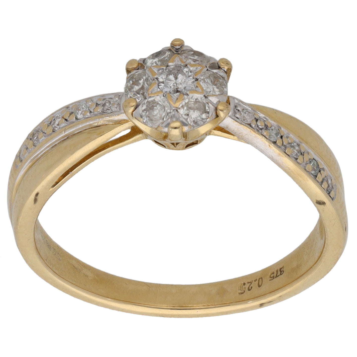 9ct Gold 0.25ct Diamond Dress/Cocktail Ring Size N