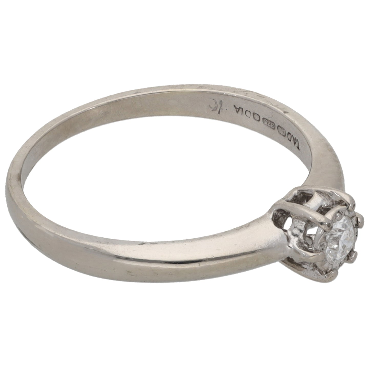 9ct White Gold 0.10ct Diamond Solitaire Ring Size N