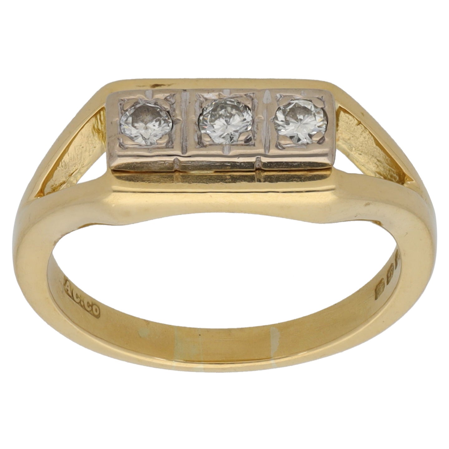 18ct Gold 0.18ct Diamond Trilogy Ring Size L