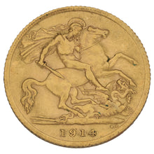 Load image into Gallery viewer, 22ct Gold King George V Half Sovereign Coin 1914
