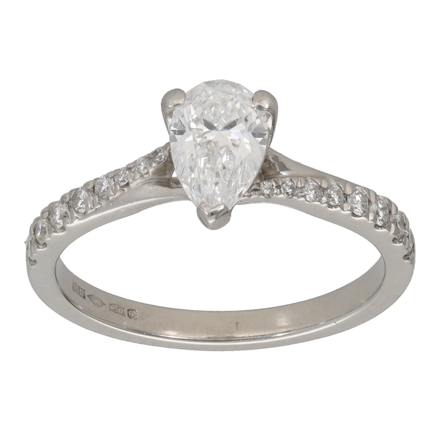 Platinum 0.92ct Diamond Solitaire Ring With Accent Stones Size K