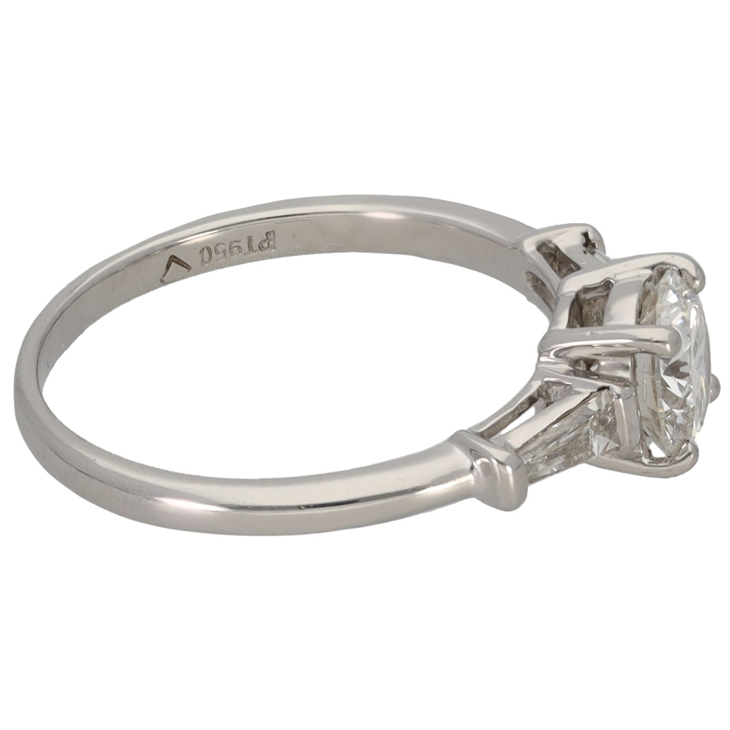 Platinum 1.20ct Diamond Trilogy Ring Size P