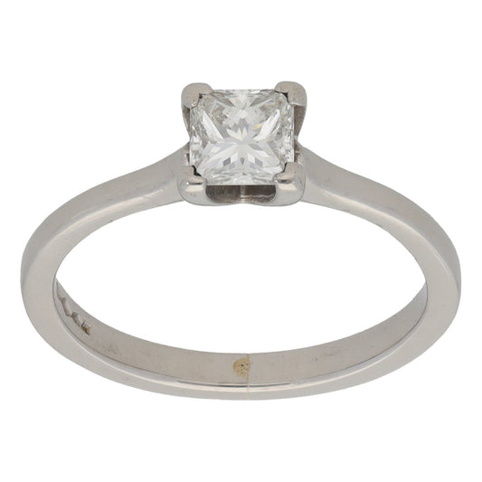 Platinum 0.52ct Diamond Solitaire Ring Size L