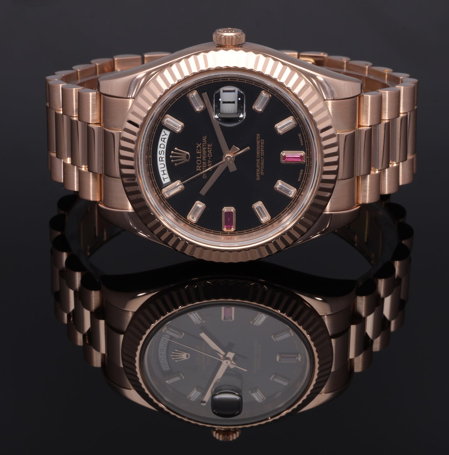 Rolex Day Date II 218235 41mm Rose Gold Watch H T