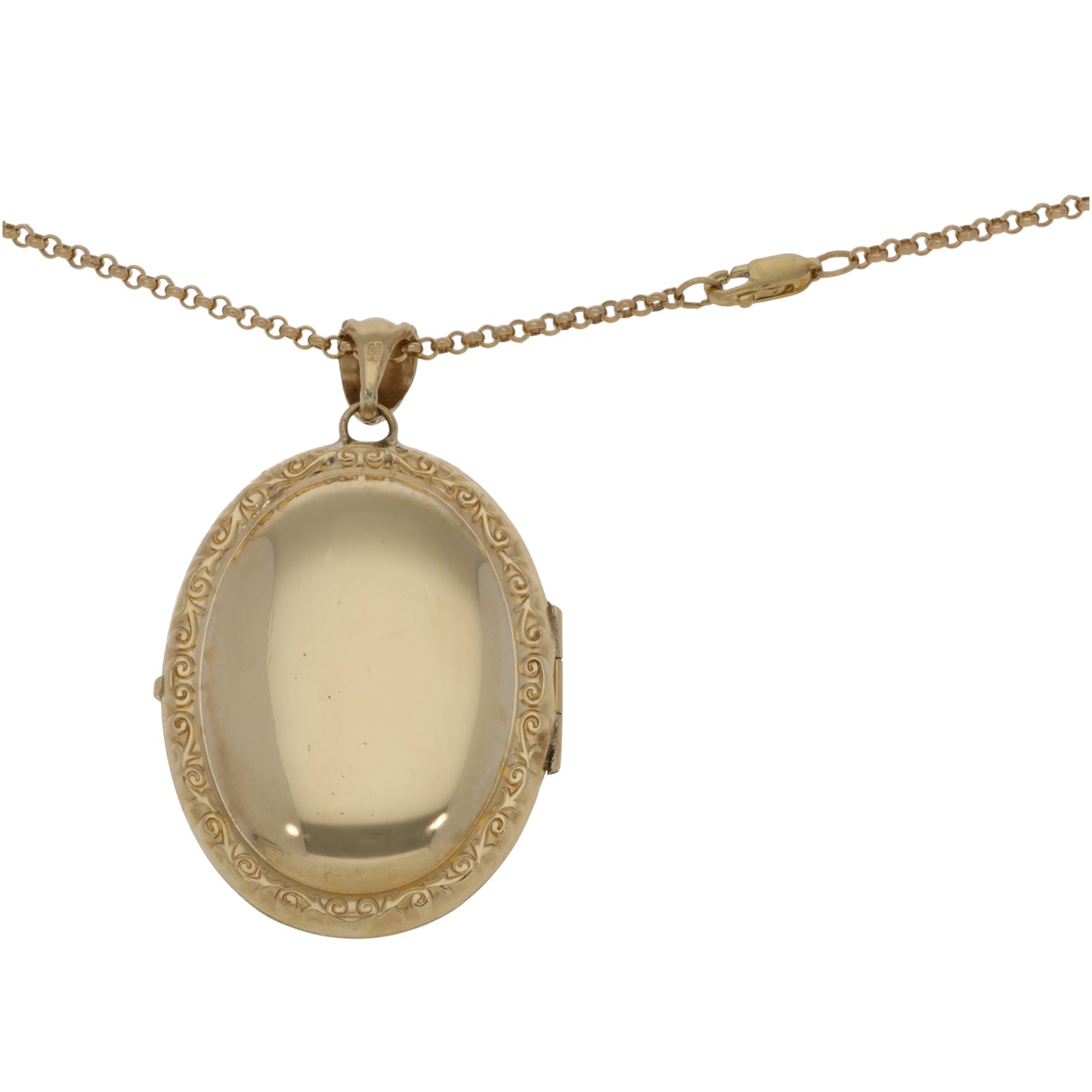 9ct Gold Patterned Locket With Chain