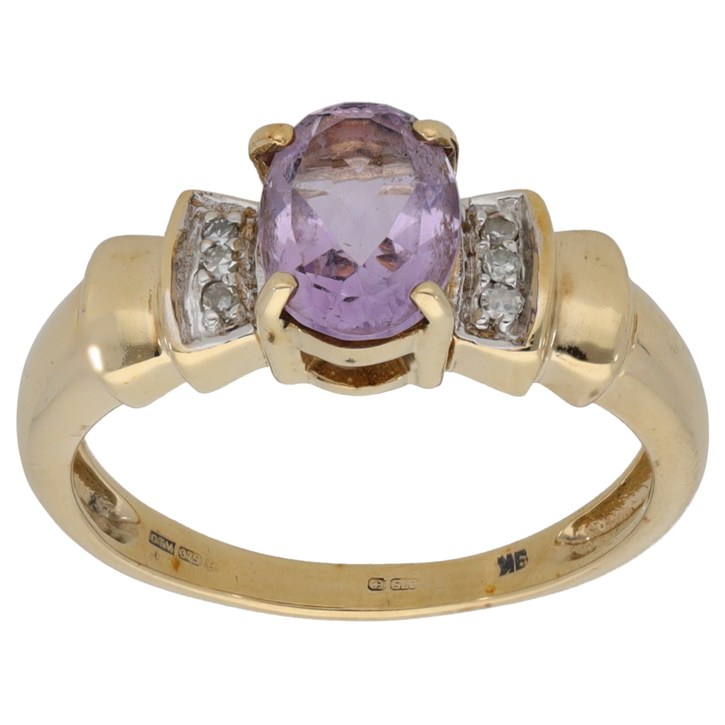 9ct Gold 0.06ct Diamond & Amethyst Dress/Cocktail Ring Size N