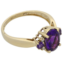 Load image into Gallery viewer, 9ct Gold Amethyst &amp; 0.04ct Diamond Dress/Cocktail Ring Size S
