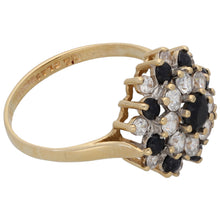 Load image into Gallery viewer, 9ct Gold Sapphire &amp; Cubic Zirconia Cluster Ring Size O
