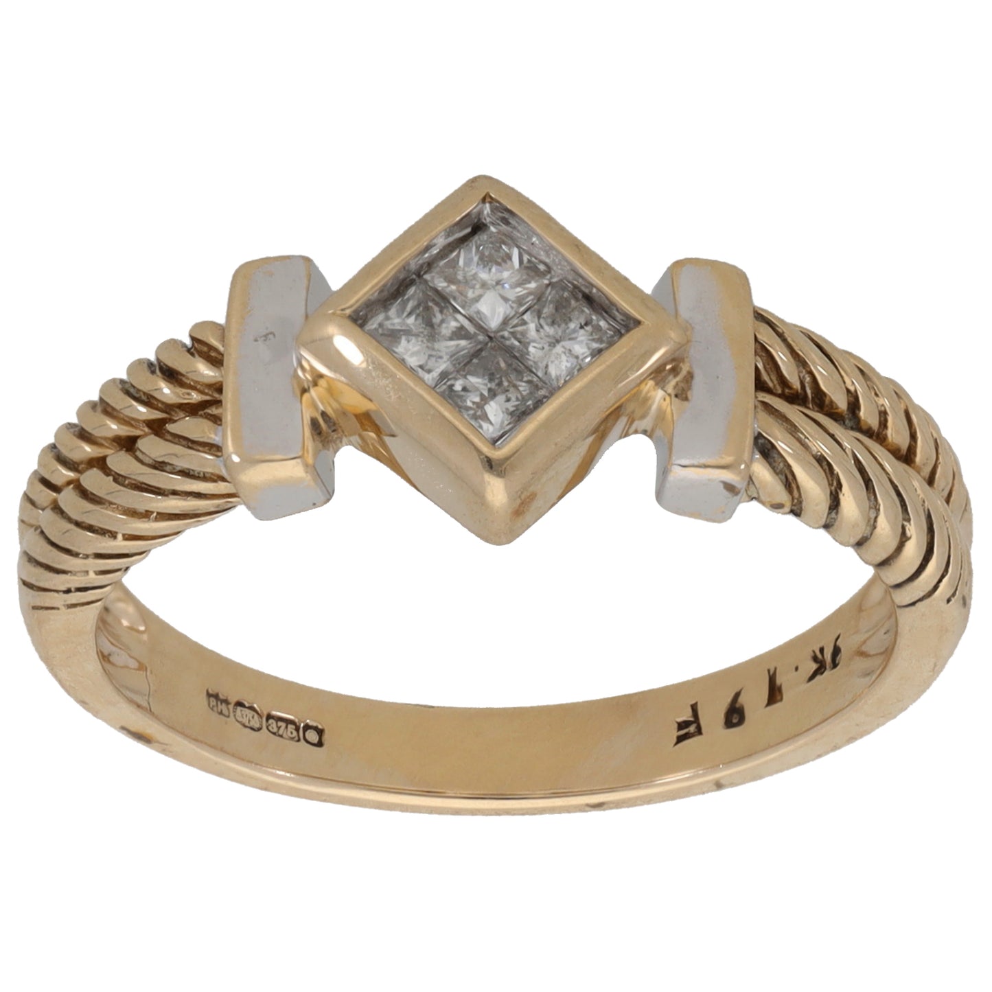 9ct Gold 0.19ct Diamond Dress/Cocktail Ring Size N