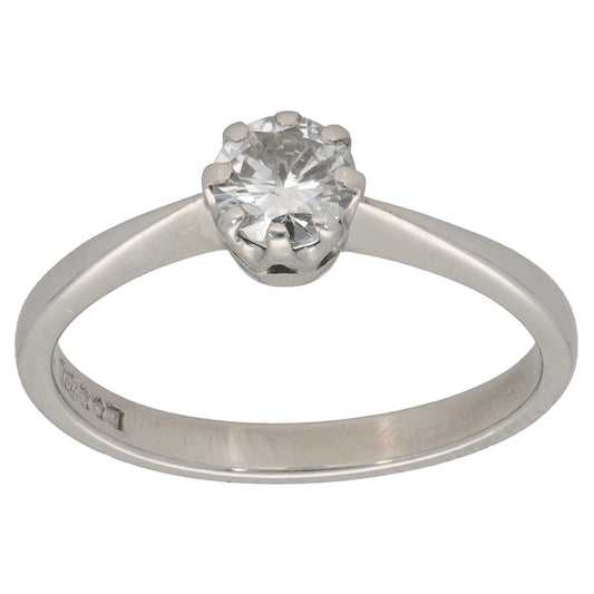 Platinum 0.45ct Diamond Solitaire Ring Size M