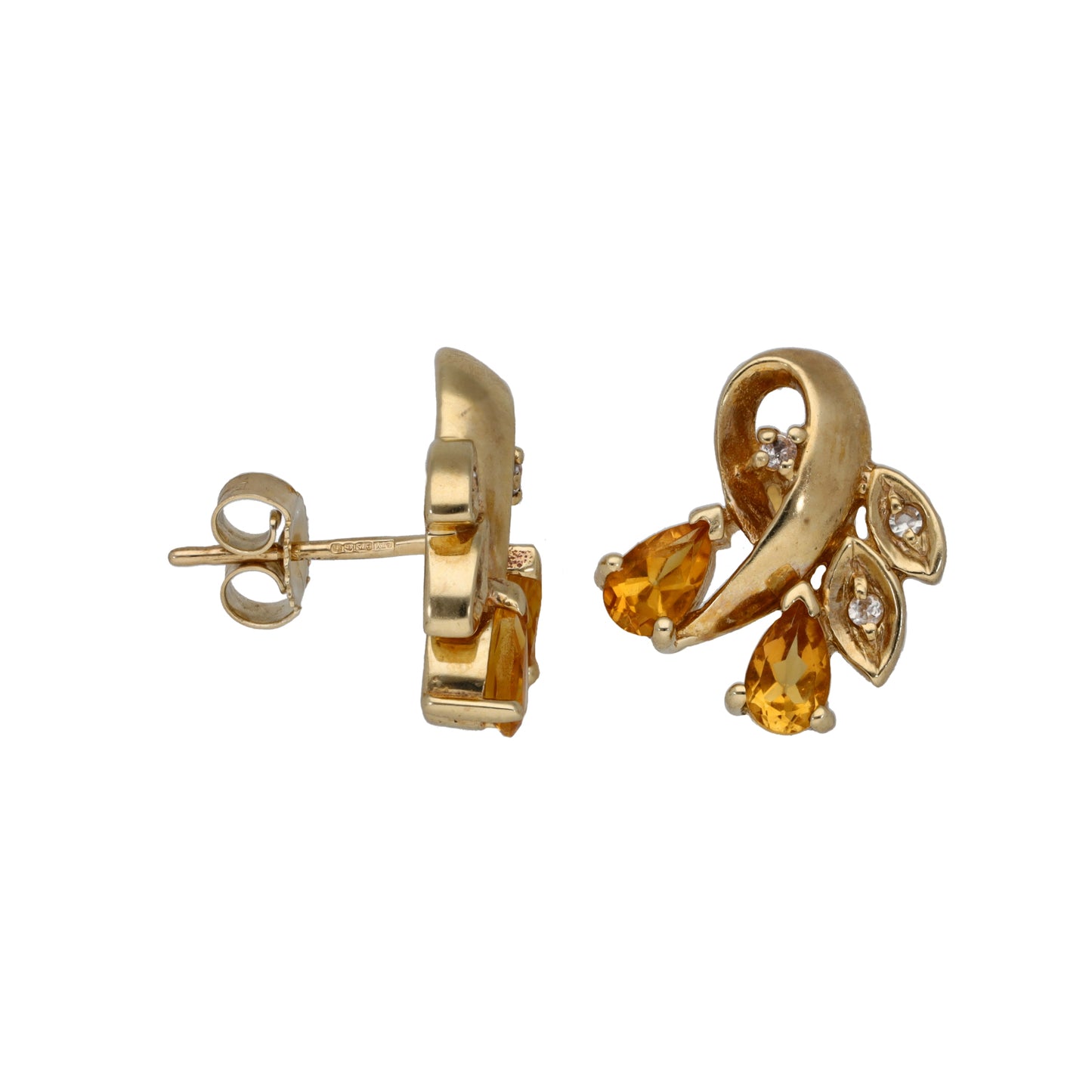 9ct Gold Citrine & Cubic Zirconia Dress/Cocktail Earrings