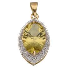 Load image into Gallery viewer, 9ct Gold Citrine &amp; Cubic Zirconia Dress/Cocktail Pendant
