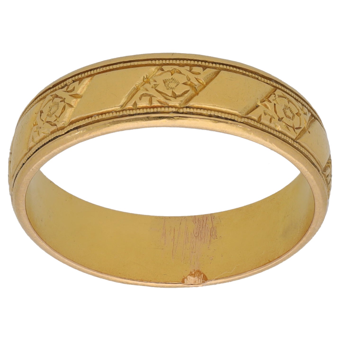 22ct Gold Patterned Wedding Ring Size P