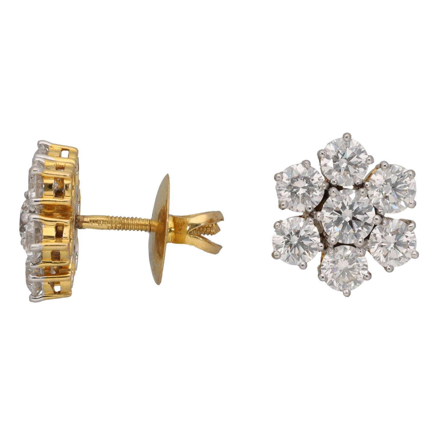18ct Gold 3.50ct Diamond Cluster Earrings