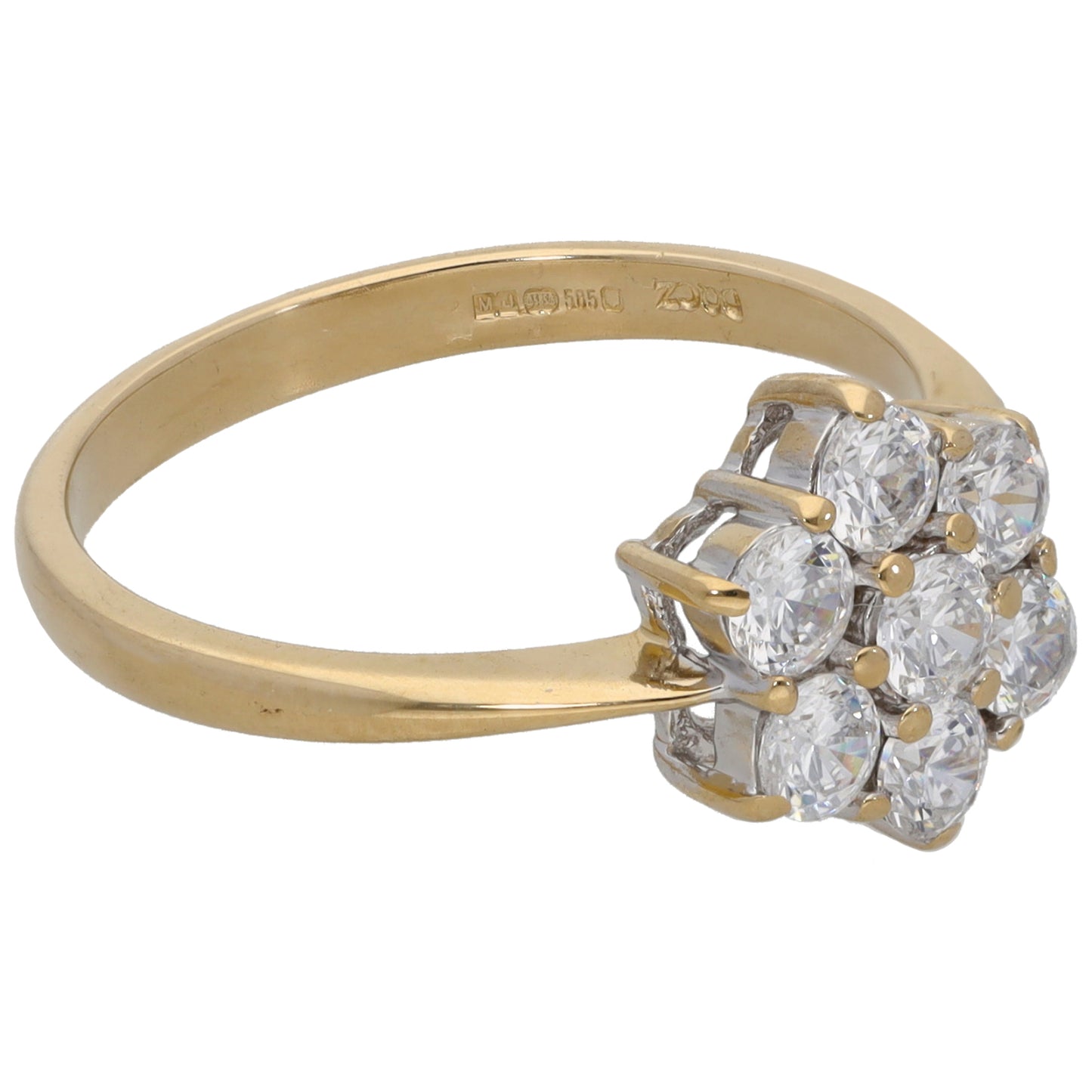 14ct Gold Cubic Zirconia Cluster Ring Size Q