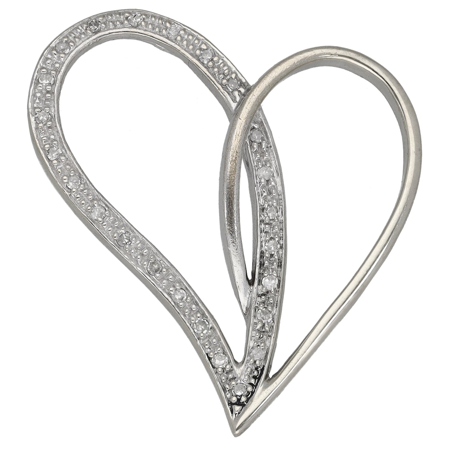 9ct White Gold 0.12ct Diamond Heart Pendant