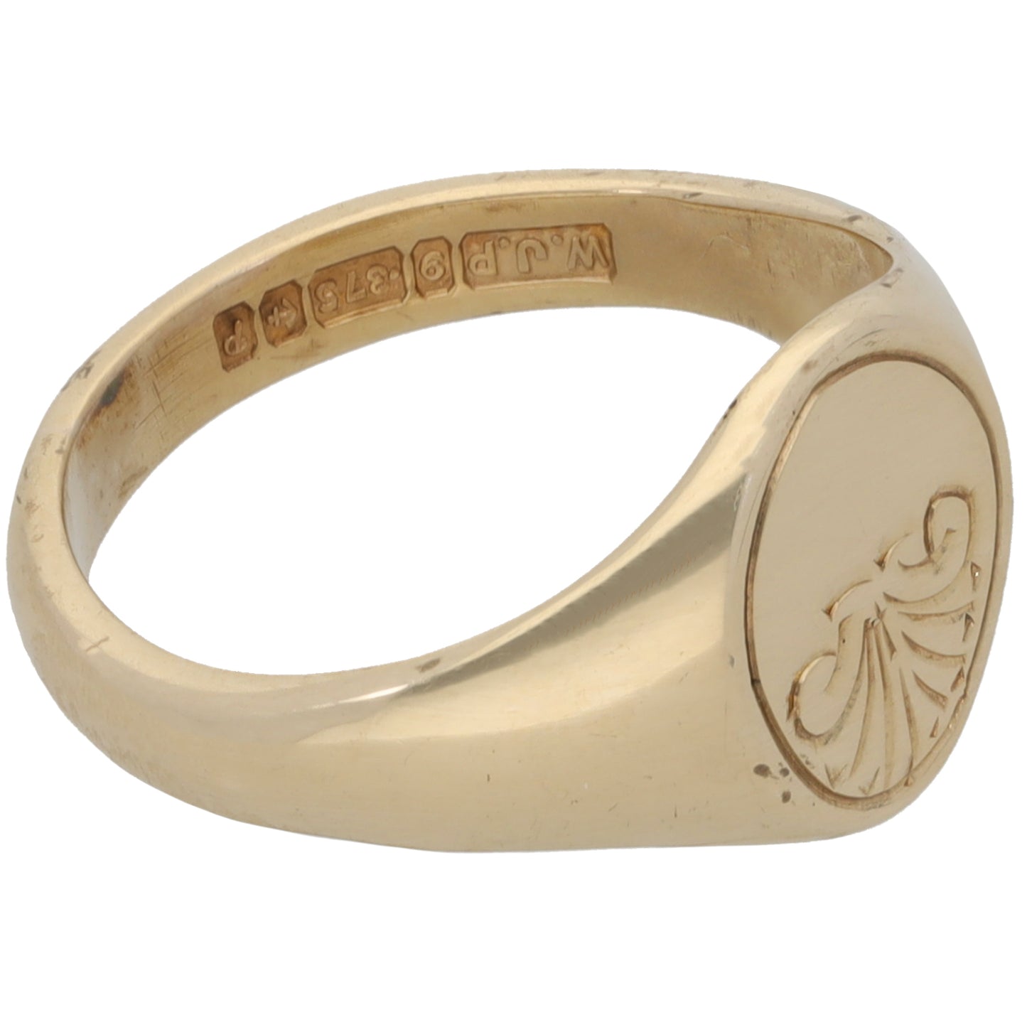 9ct Gold Patterned Signet Ring Size K