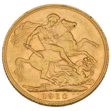 Load image into Gallery viewer, 22ct Gold King Edward VII Full Sovereign Coin 1910
