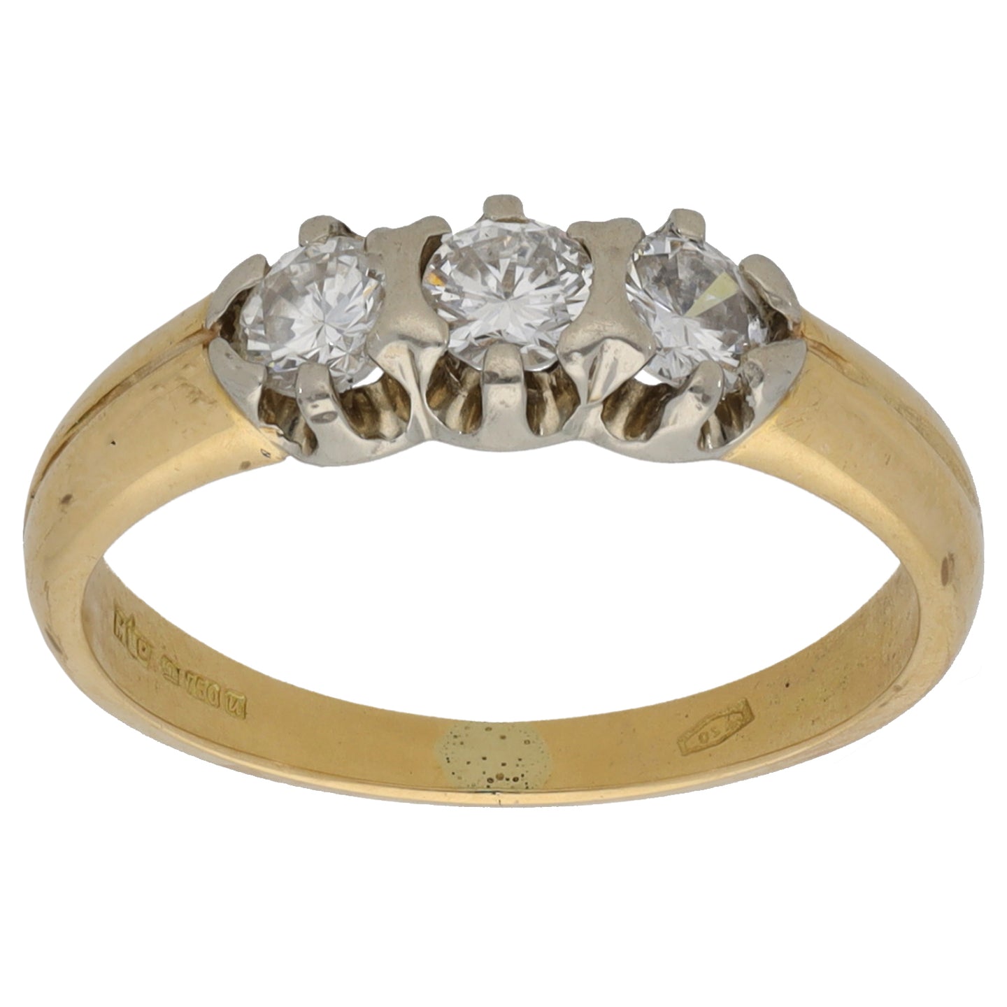 18ct Gold 0.30ct Diamond Trilogy Ring Size L