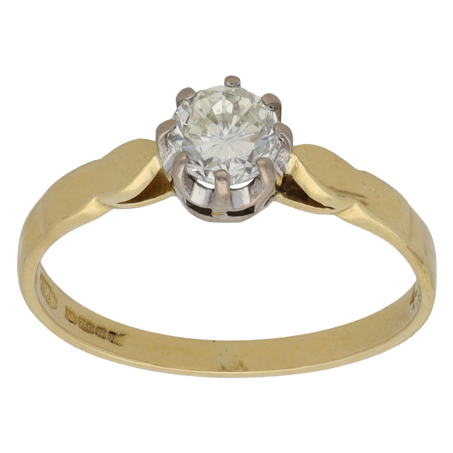 18ct Gold 0.45ct Diamond Solitaire Ring Size M