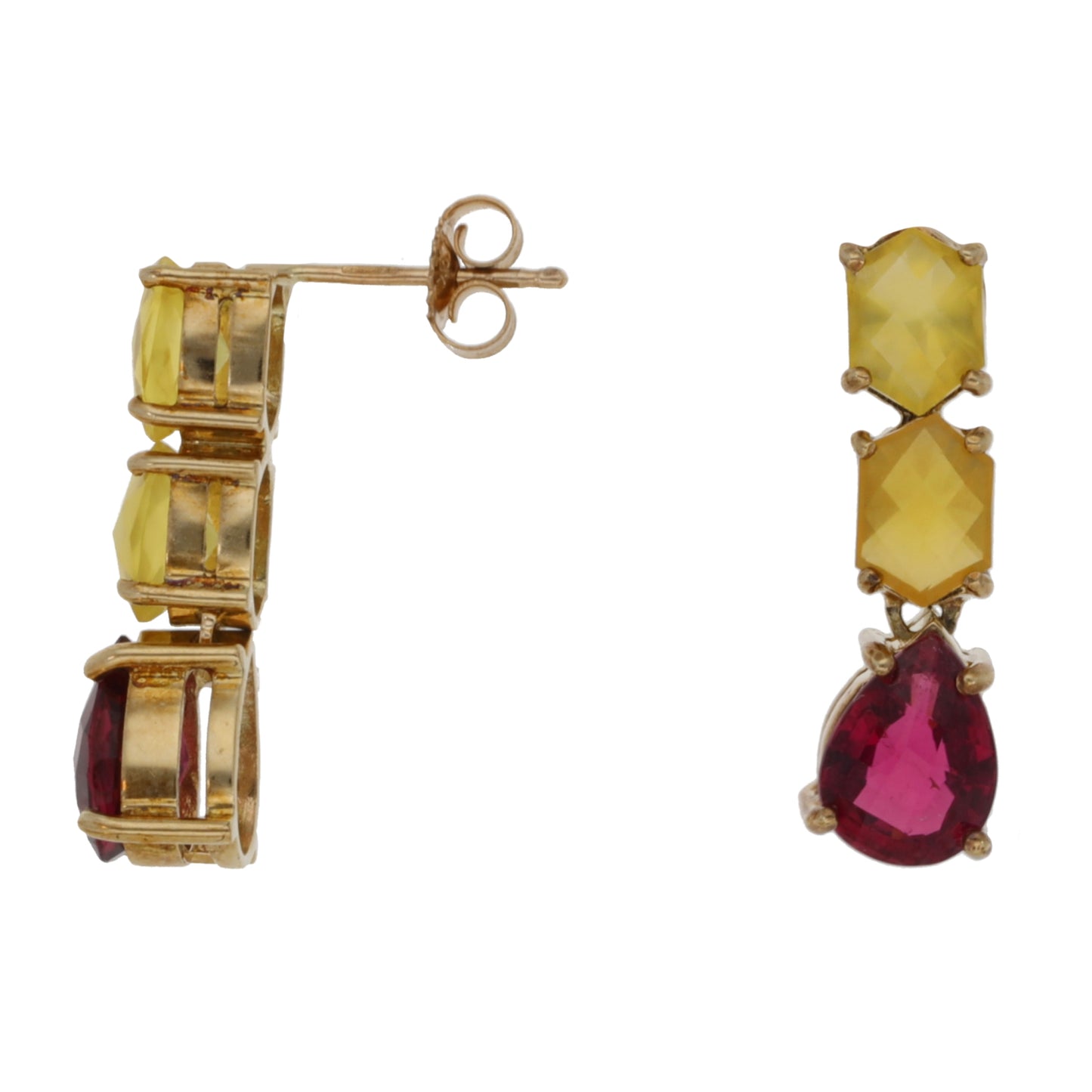 9ct Gold Opal & Tourmaline Dress/Cocktail Earrings