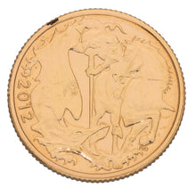 Load image into Gallery viewer, 22ct Gold Queen Elizabeth II Full Sovereign Coin 2012
