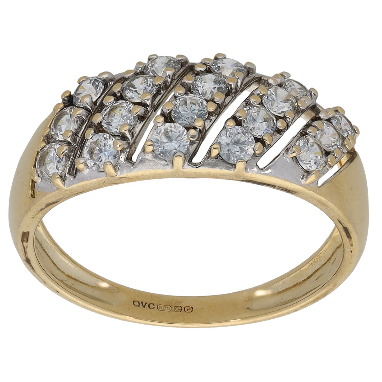 14ct Gold Cubic Zirconia Cluster Ring Size O