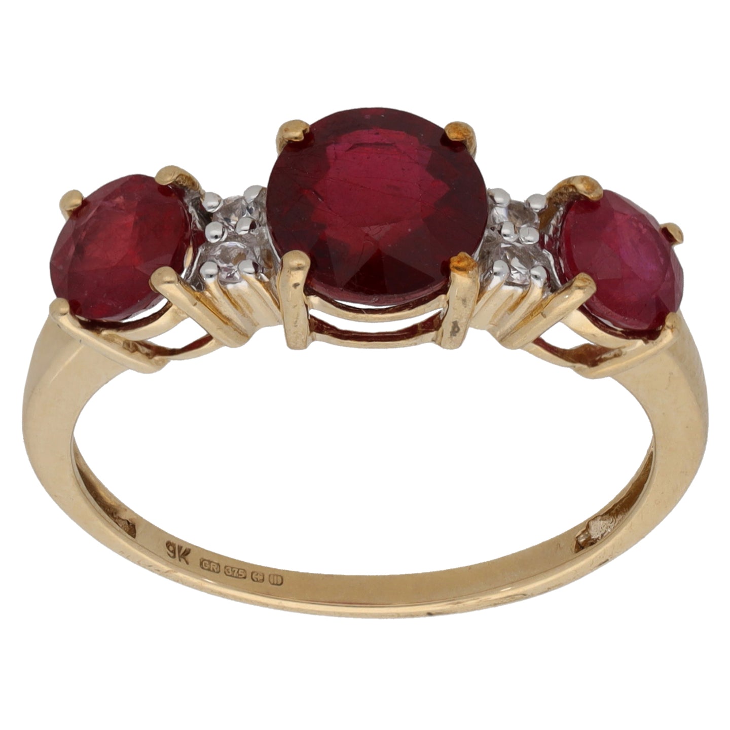 9ct Gold Glass Filled Ruby & Topaz Dress/Cocktail Ring Size R 1/2