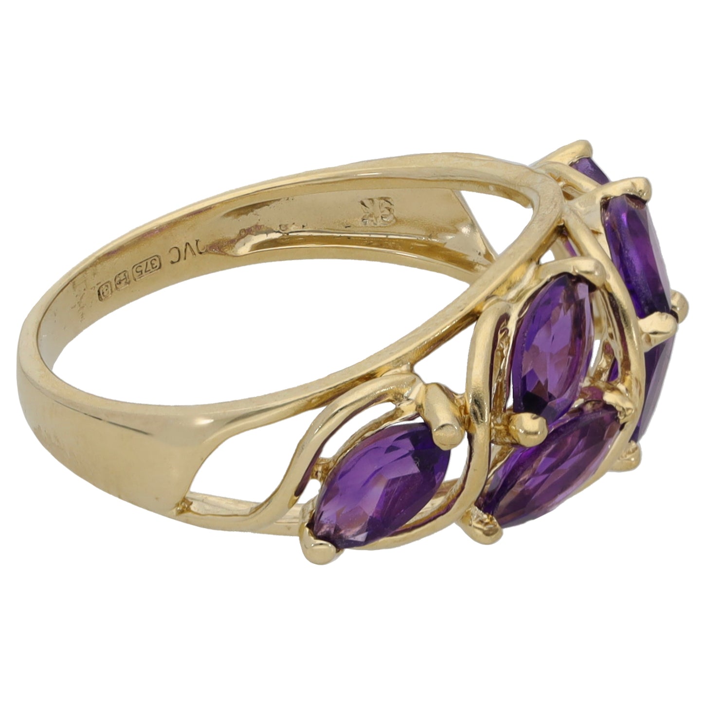 9ct Gold Amethyst Dress/Cocktail Ring Size L