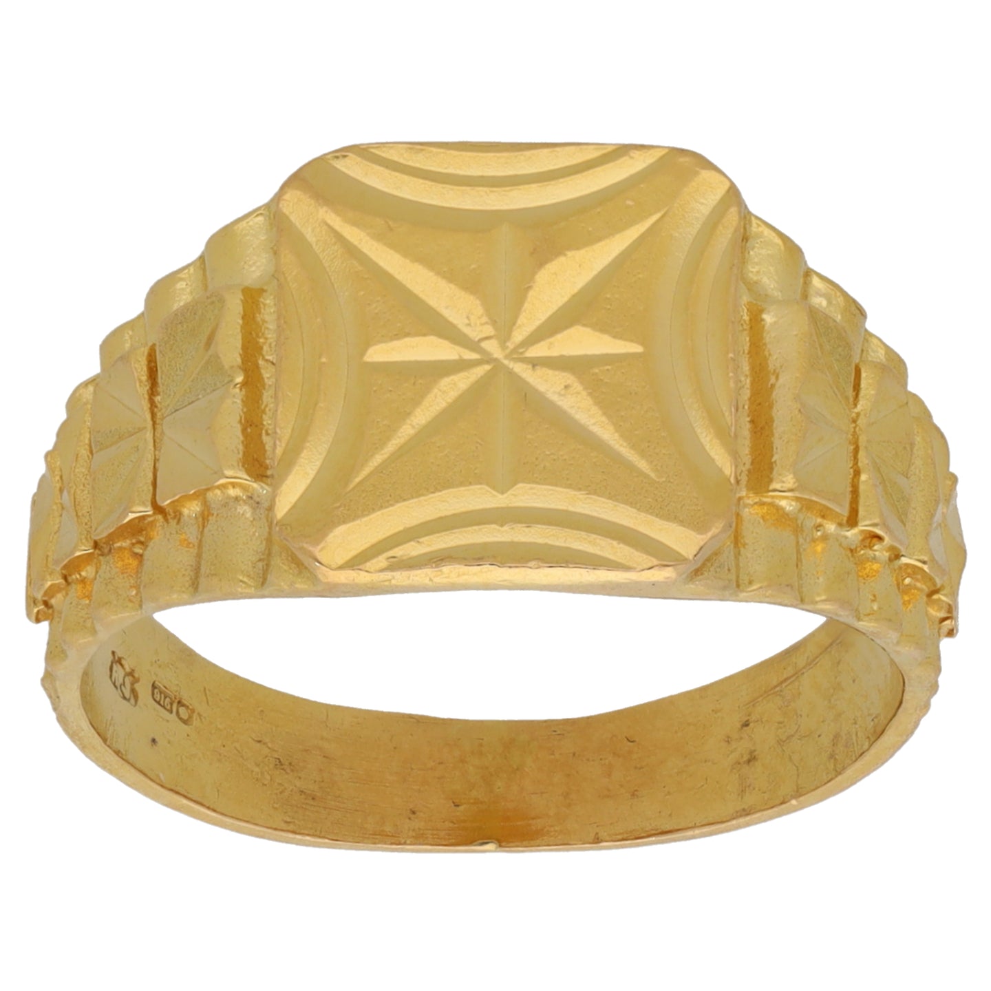 22ct Gold Patterned Signet Ring Size S