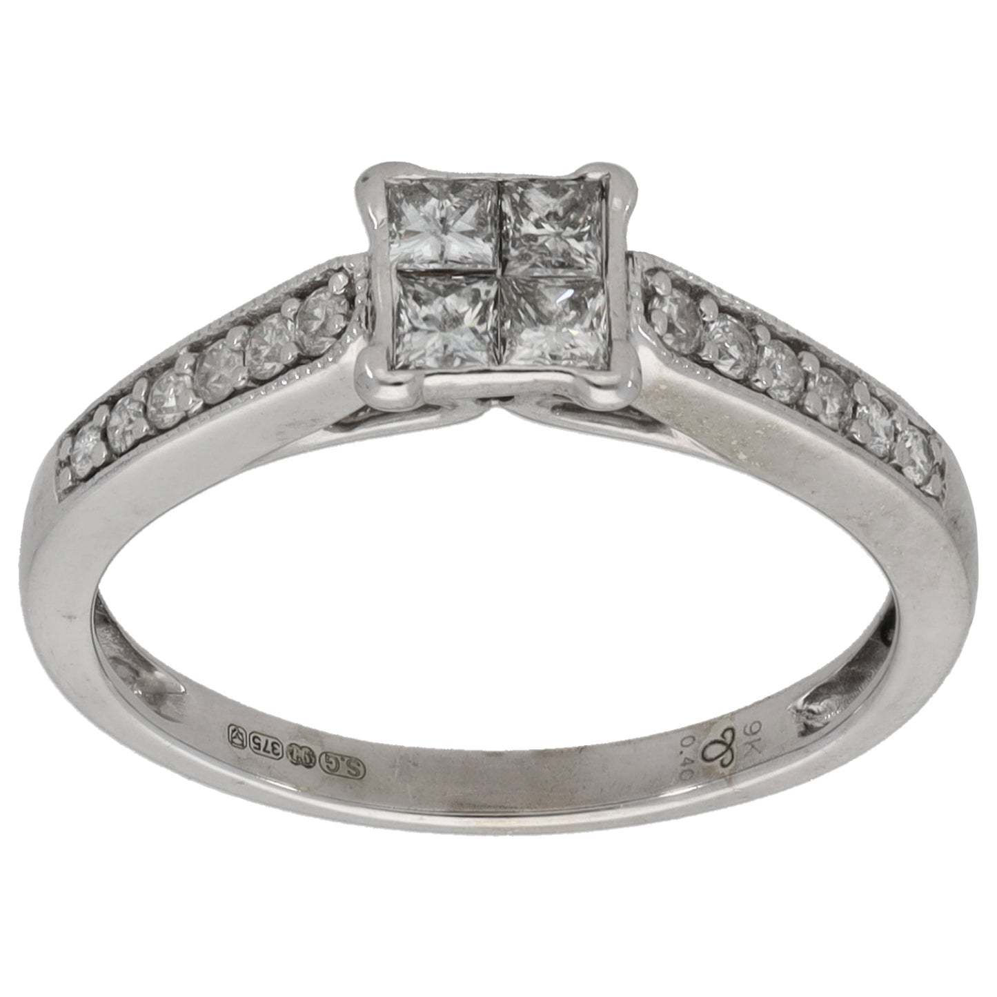 9ct White Gold 0.40ct Diamond Dress/Cocktail Ring Size M