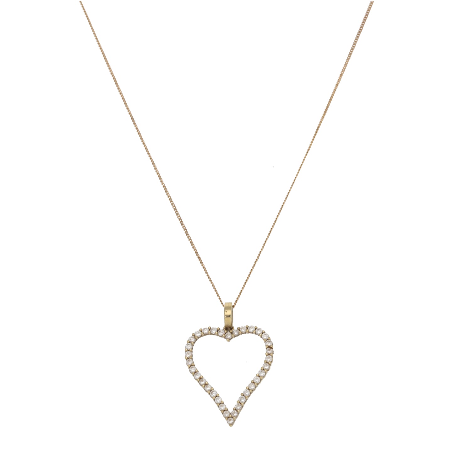 9ct Gold Cubic Zirconia Heart Pendant With Chain