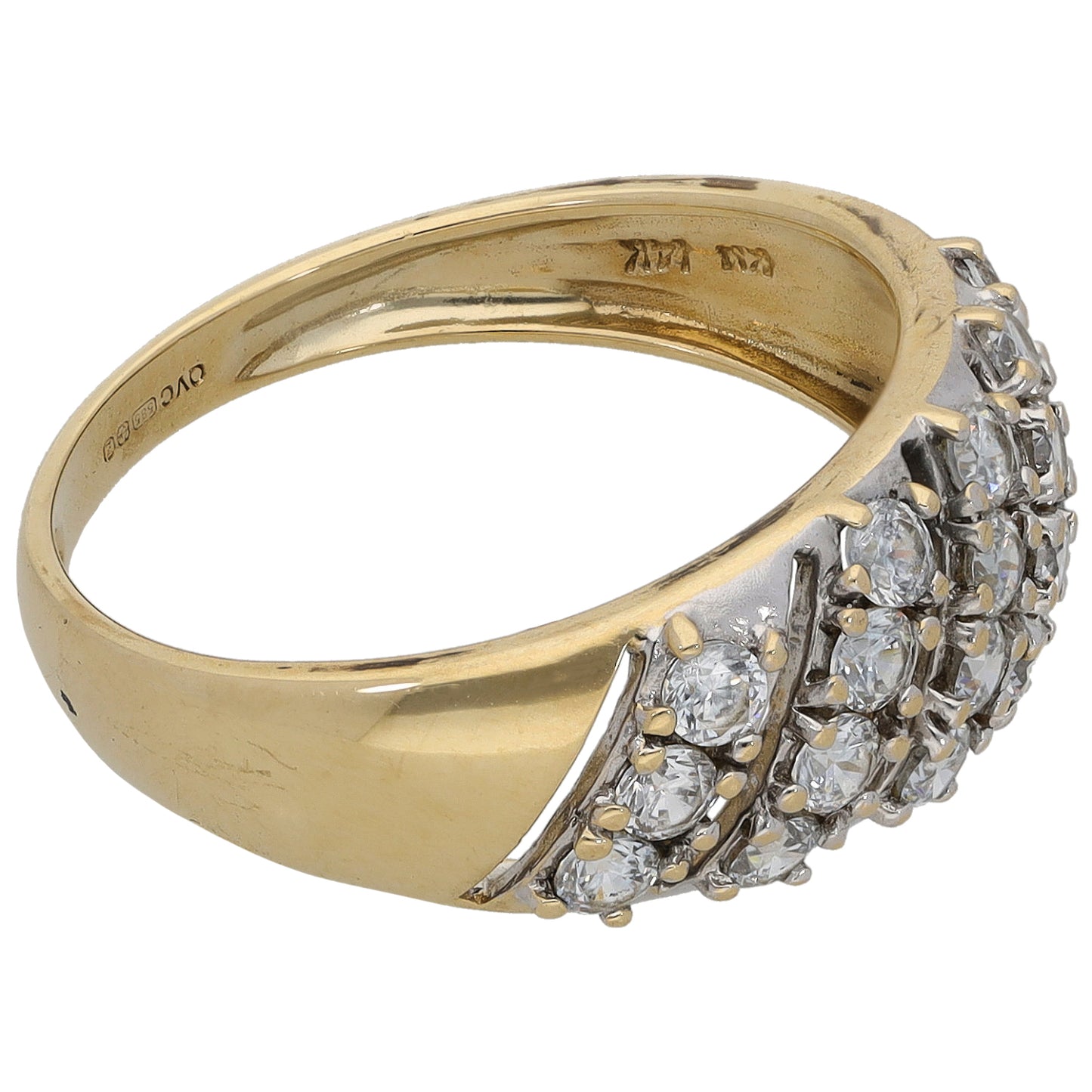 14ct Gold Cubic Zirconia Cluster Ring Size O