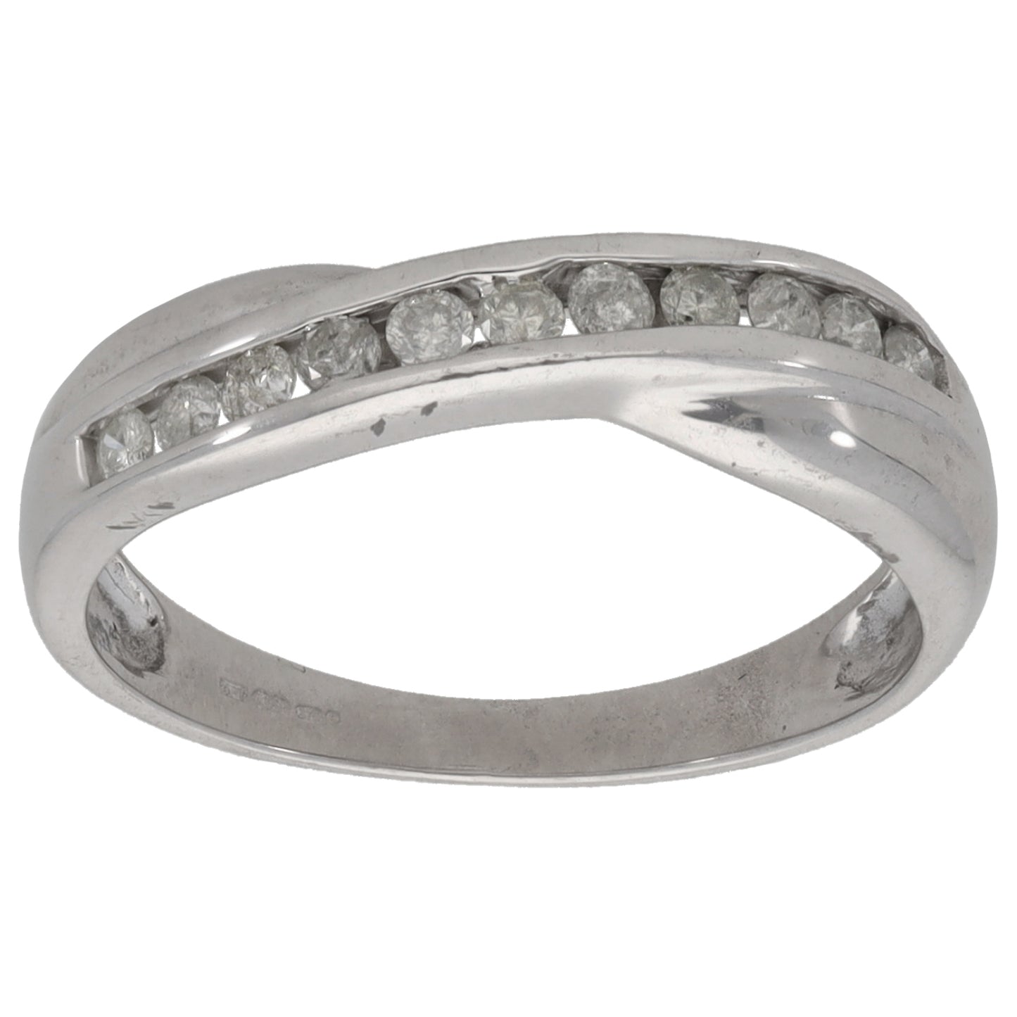 9ct White Gold 0.25ct Diamond Half Eternity Ring Size L