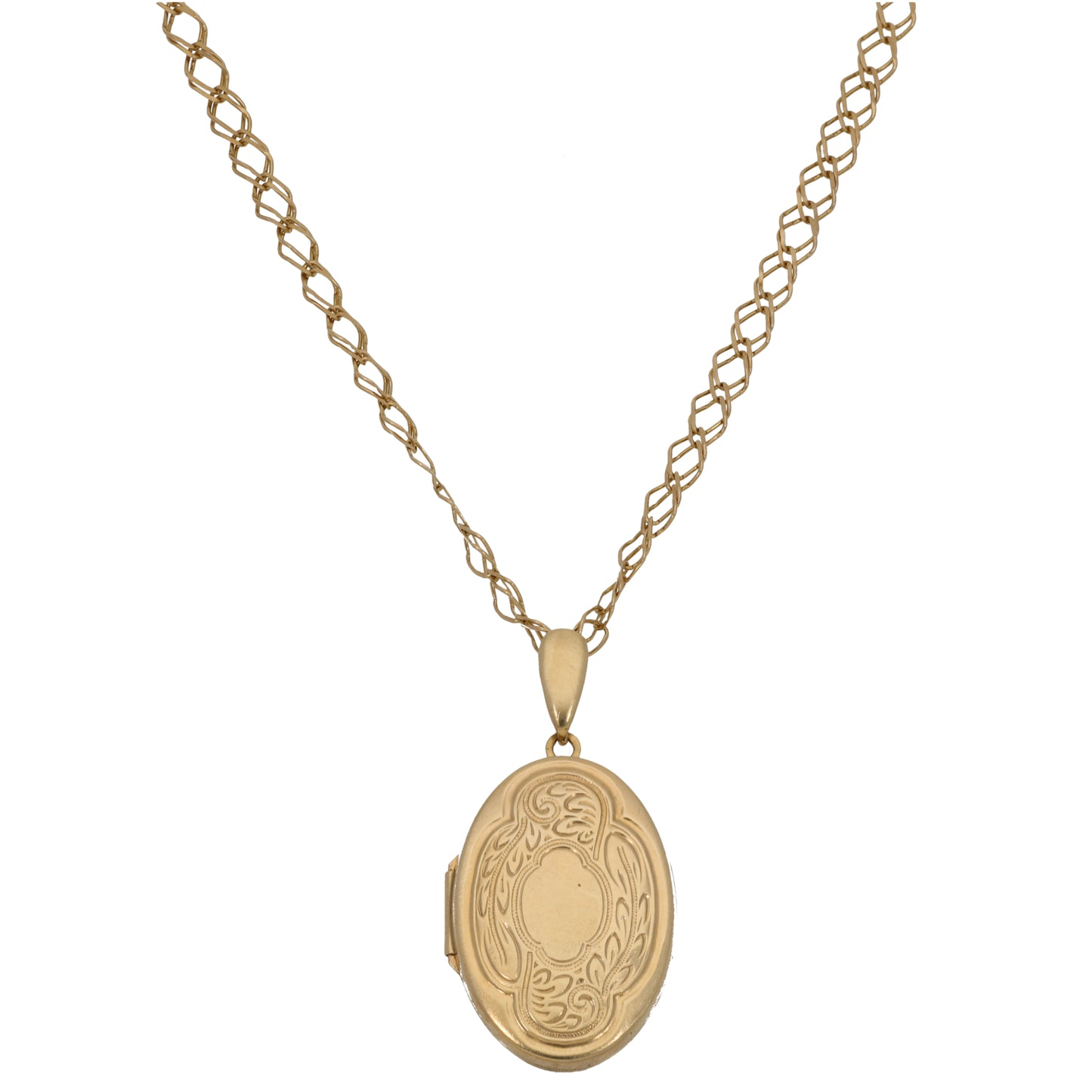 9ct Gold Patterned Locket Pendant With Chain