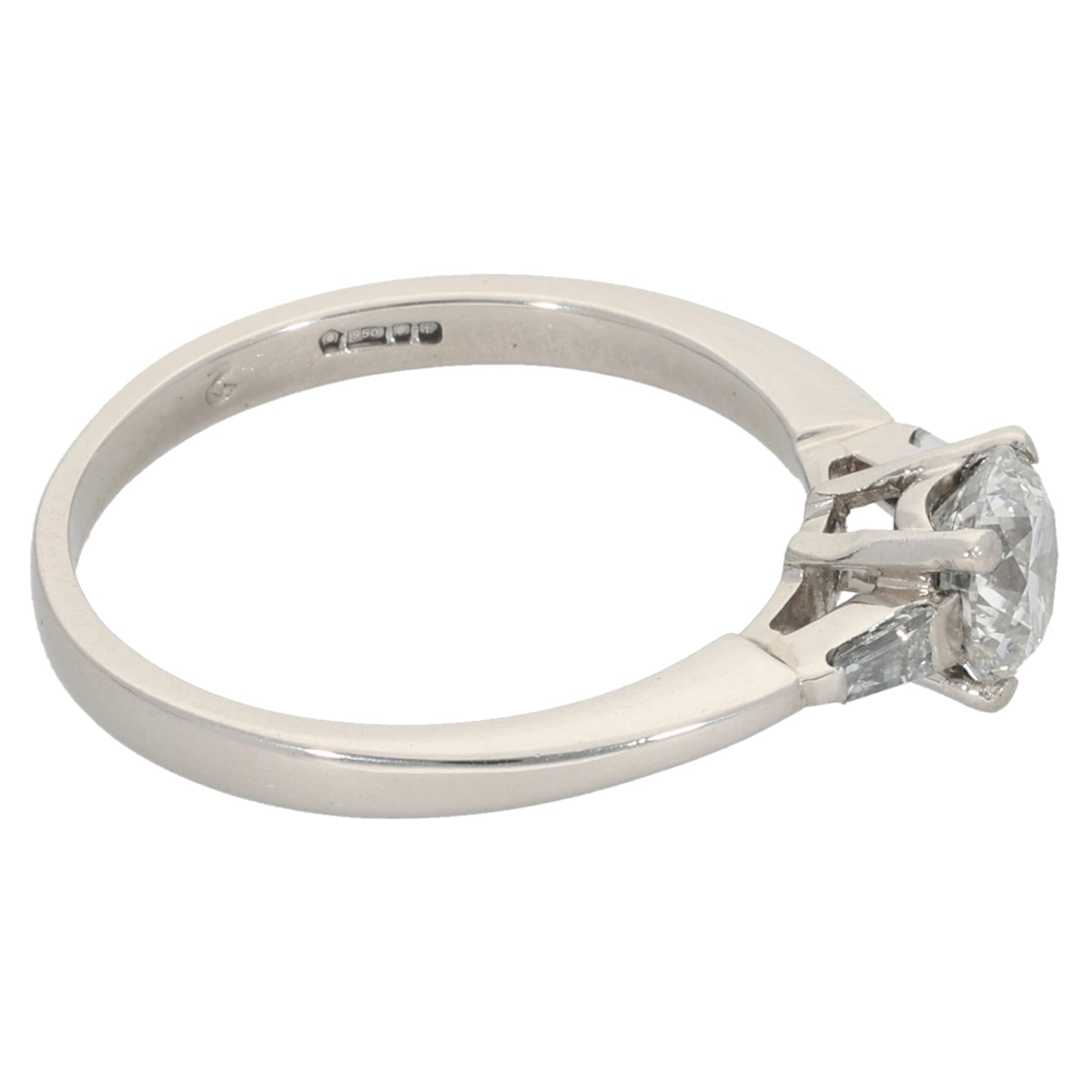 Platinum 1.04ct Diamond Trilogy Ring Size O