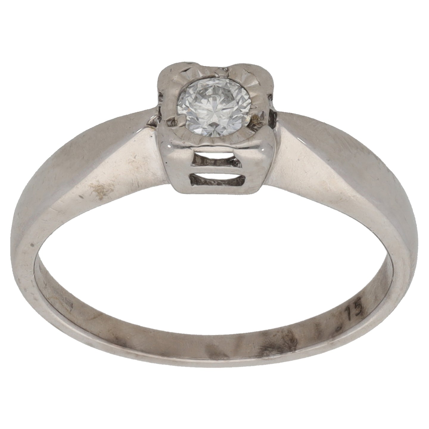 9ct White Gold 0.15ct Diamond Solitaire Ring Size K