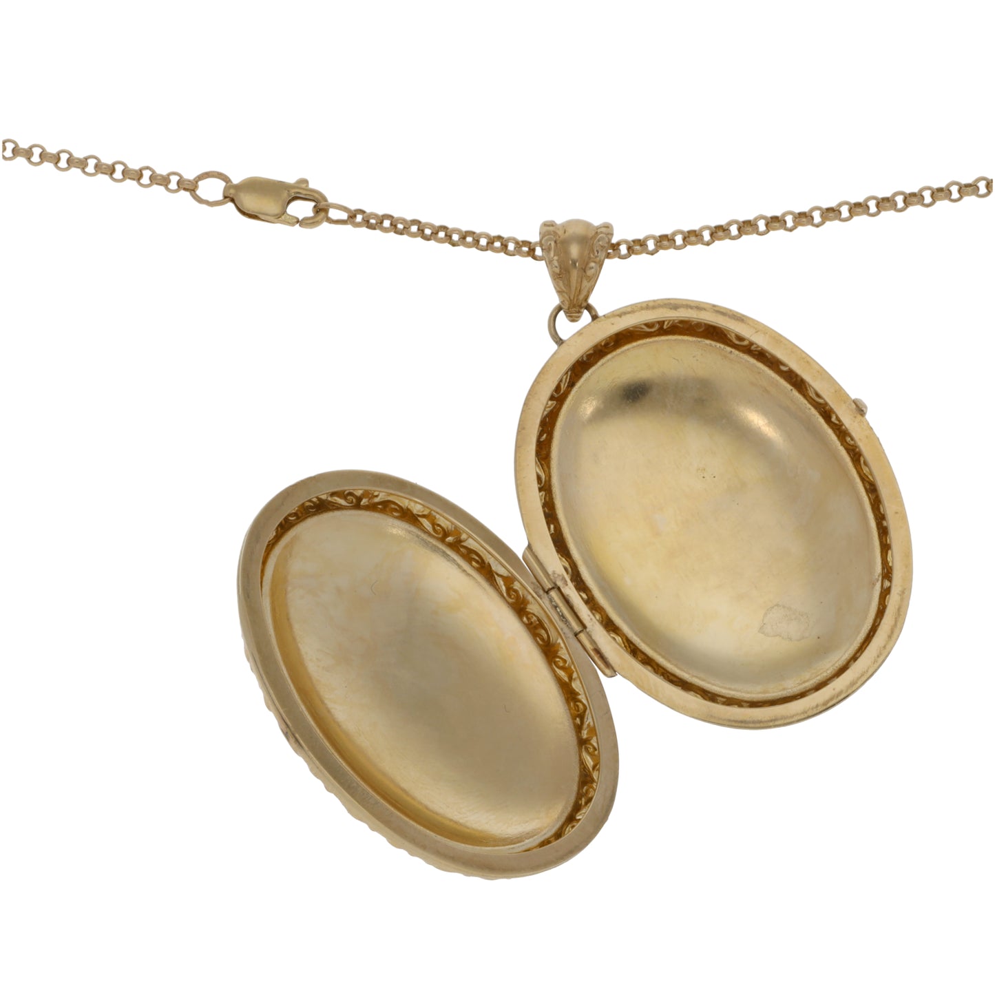 9ct Gold Patterned Locket With Chain