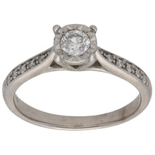 Load image into Gallery viewer, 9ct Gold 0.33ct Diamond Solitaire Ring With Accent Stones Size N

