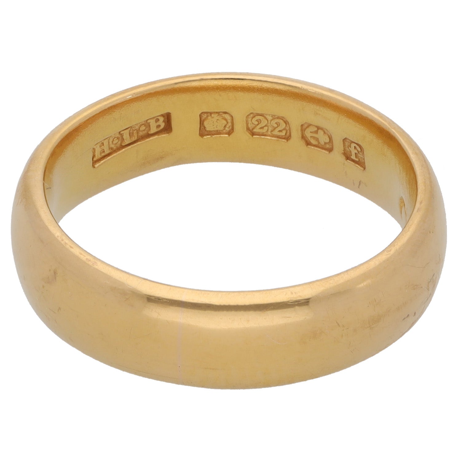 22ct Gold Plain Wedding Ring Size M H&T