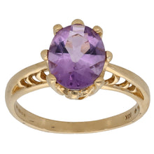 Load image into Gallery viewer, 9ct Gold Amethyst Solitaire Ring Size P

