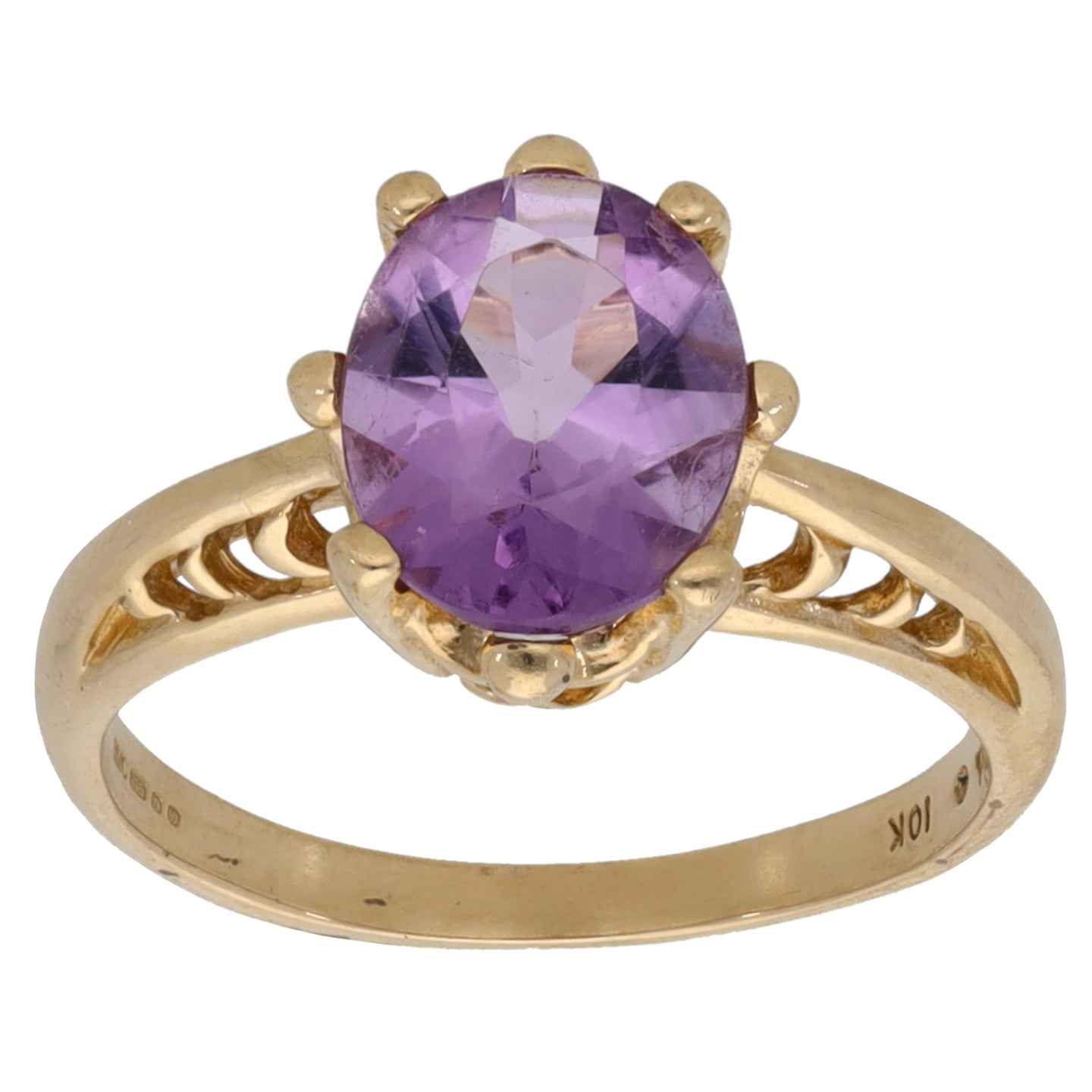 9ct Gold Amethyst Solitaire Ring Size P
