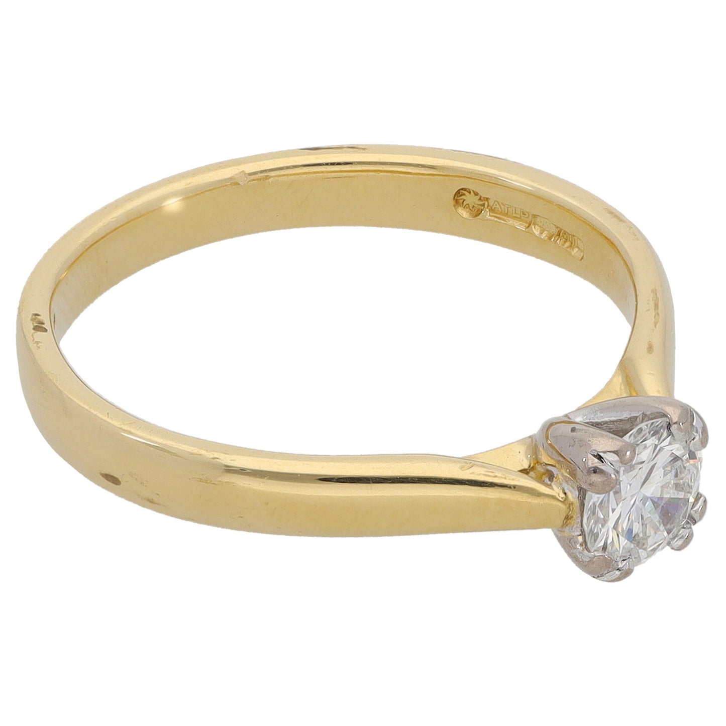 18ct Gold 0.40ct Diamond Solitaire Ring Size O