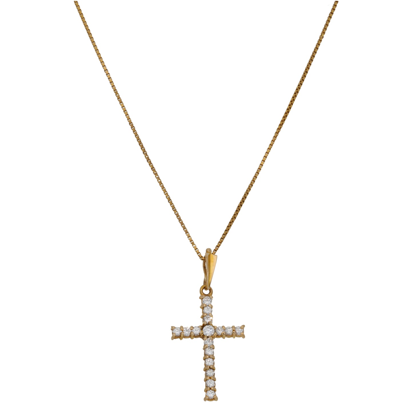 9ct Gold Cubic Zirconia Cross Pendant With Chain