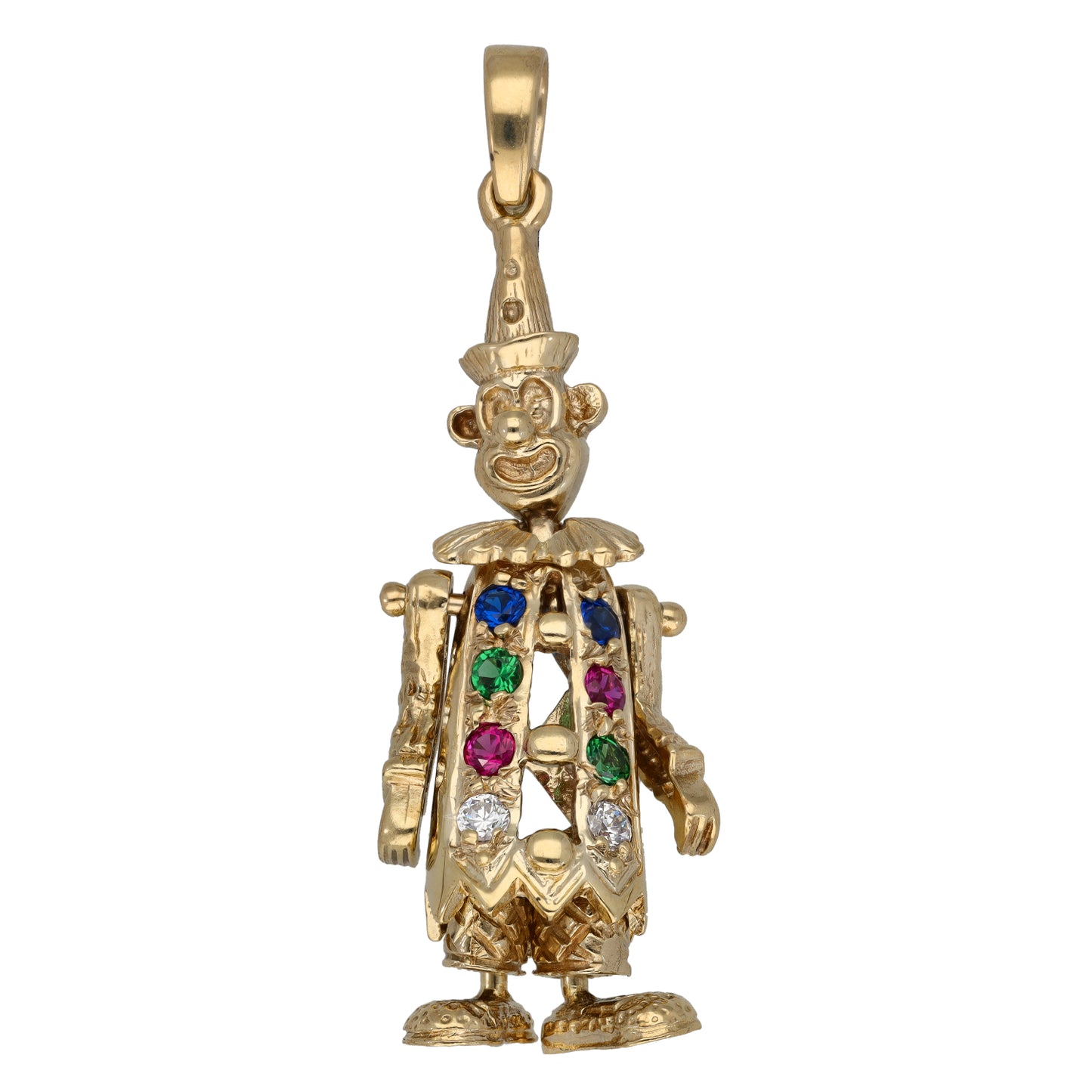 9ct Gold Imitation Gems Clown Pendant