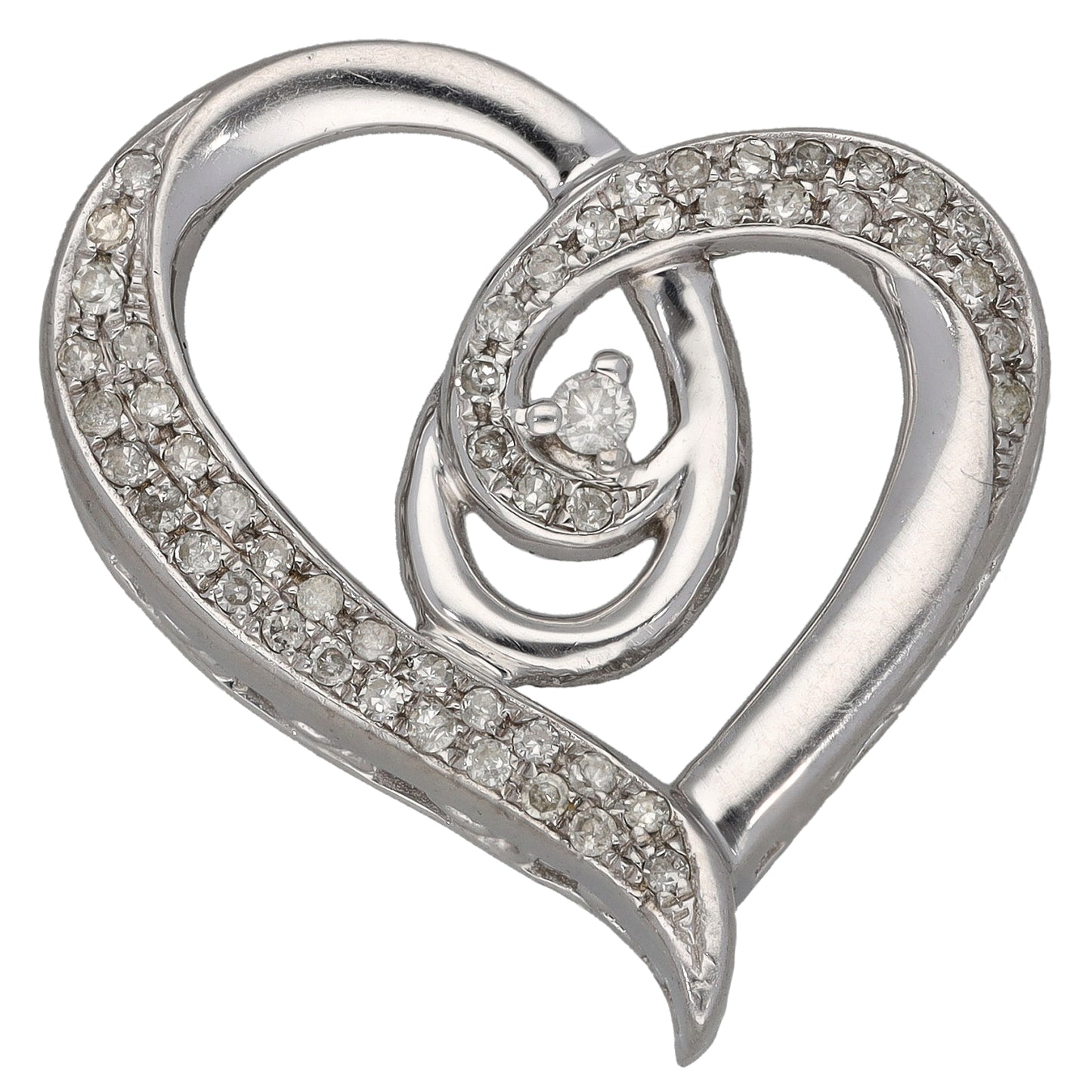 9ct White Gold 0.55ct Diamond Heart Pendant