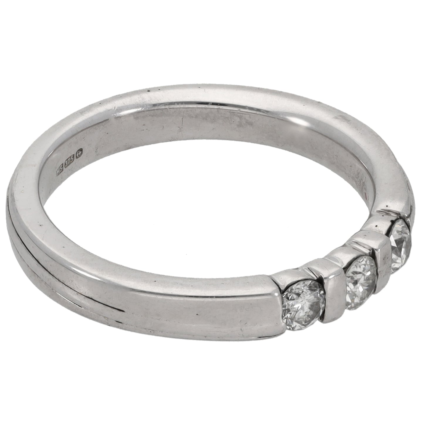 9ct White Gold 0.30ct Diamond Trilogy Ring Size P